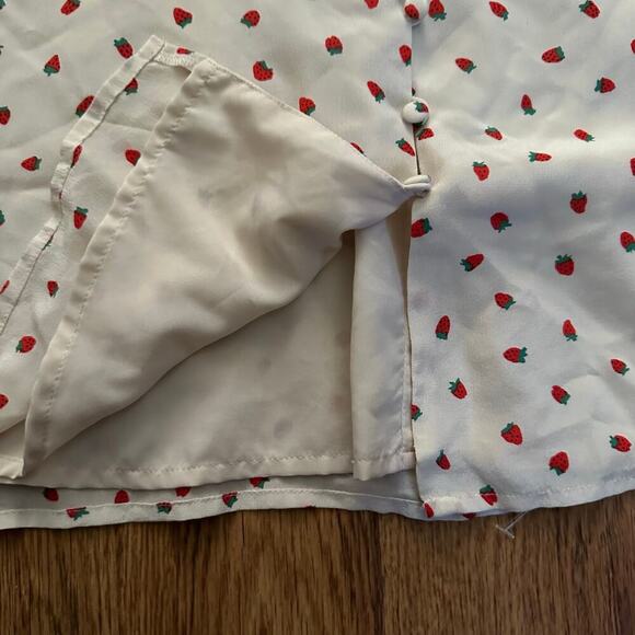 Madewell Silk Clover Button Front Dress in fresh strawberries lined v neck - Picture 5 of 11